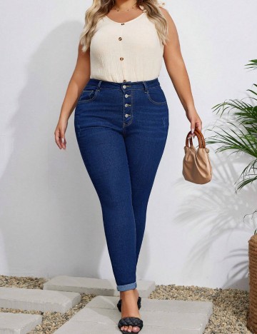 Jeans Shein Curve+, albastru