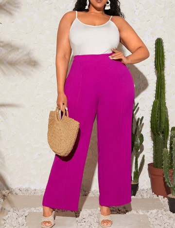 Pantaloni Shein Curve+, magenta