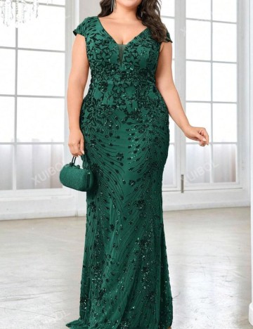 Rochie de ocazie Shein Curve+, verde