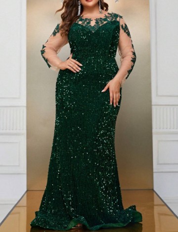 Rochie de ocazie Shein Curve+, verde