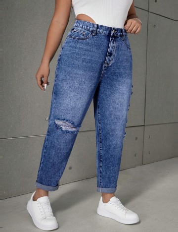 Jeans Shein Curve+, albastru