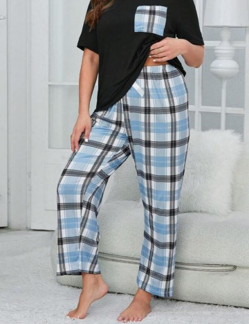 Pantaloni de pijama Shein Curve+, mix culori