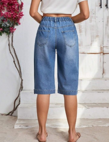 Pantaloni 3/4 Shein, albastru