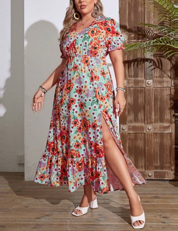 Rochie maxi Shein Curve+, mix culori