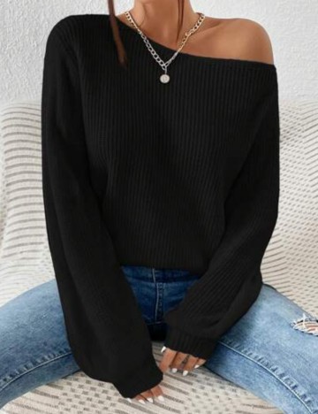 Pulover Shein Curve+, negru
