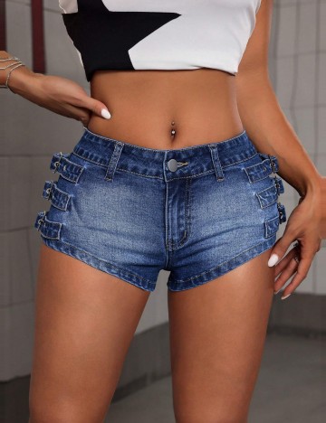 Pantaloni scurți de blugi Shein, albastru