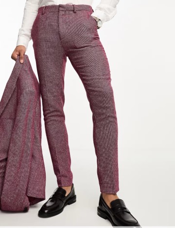 Pantaloni de costum ASOS, vișiniu