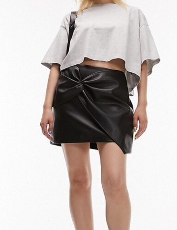 Fustă Imitație Piele Topshop, negru