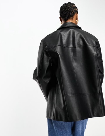 Jachetă imitație de piele ASOS, negru