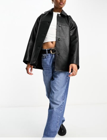 Jachetă imitație de piele ASOS, negru