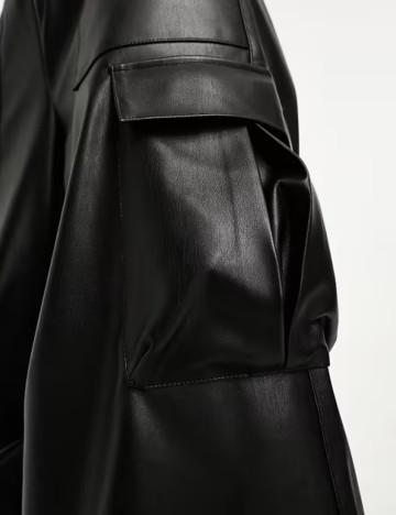 Pantaloni din imitatie de piele Miss Selfridge, negru