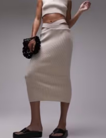 Fustă midi Topshop, bej