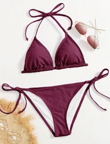 Costum de baie Shein, burgundy