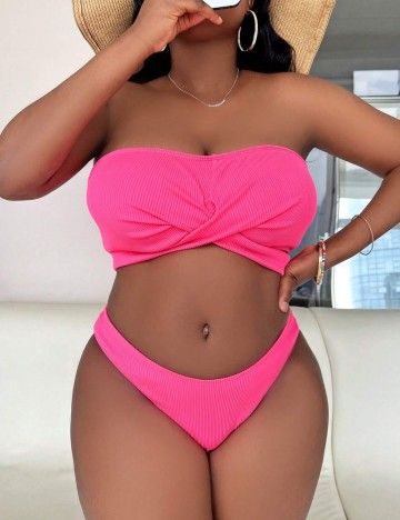 Costum de baie Shein Curve+, roz