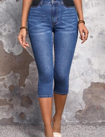 Jeans 3/4 Shein, albastru