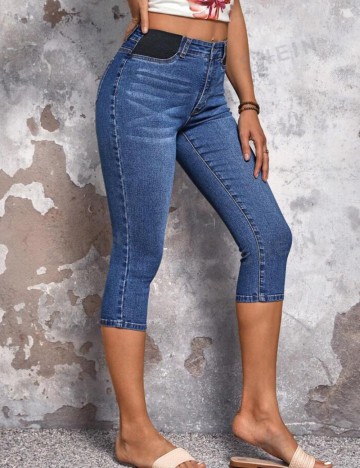 Jeans 3/4 Shein, albastru