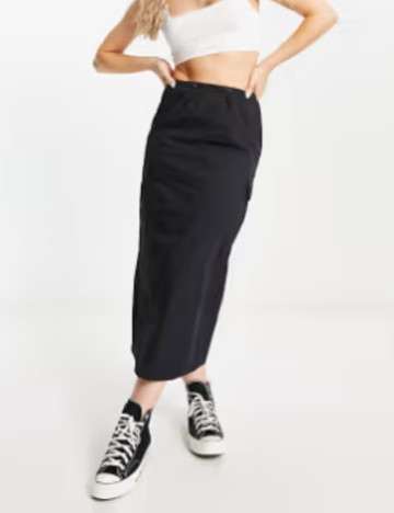 Fustă midi Pull&Bear, negru