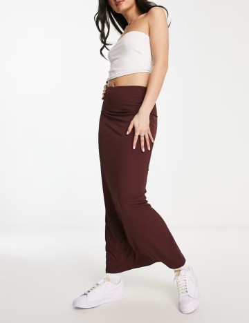 Fustă maxi Pull&Bear, vișiniu