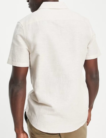 Cămașă cu mânecă scurtă ASOS, bej