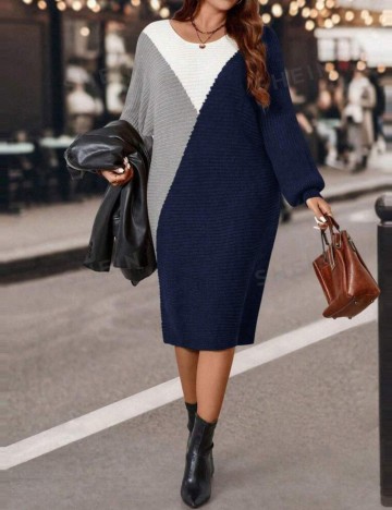 Rochie midi Shein Curve+, bleumarin
