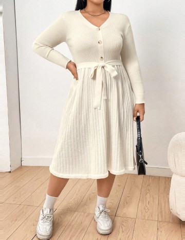 Rochie midi Shein Curve+, crem