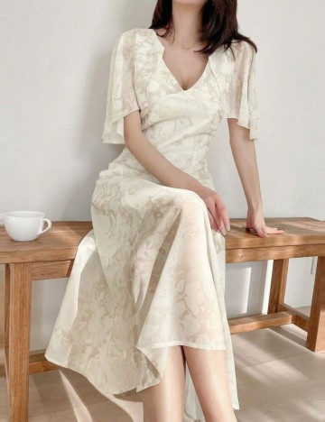 Rochie midi Shein, crem