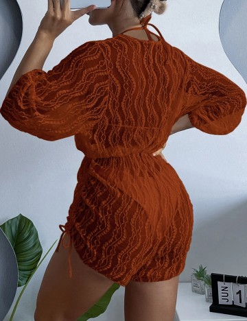 Set costum de baie Shein, maro