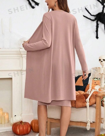 Set Rochie și Cardigan Shein, bej