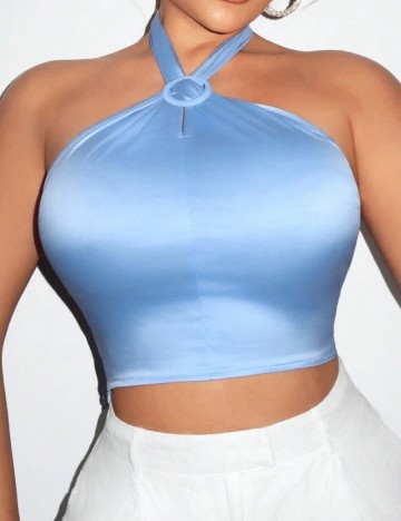 Top Shein Curve+, albastru