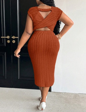 Rochie maxi Shein Curve+, cărămiziu