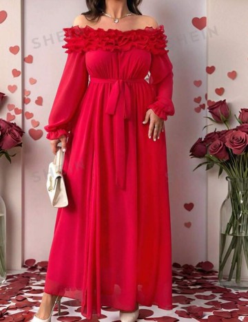 Rochie midi Shein Curve+, roșu