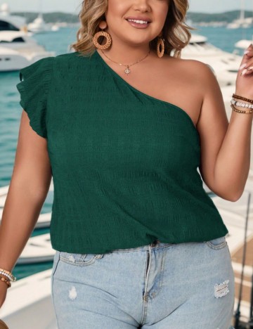 Cămașă cu mânecă scurtă Shein Curve+, verde