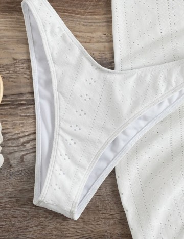 Set costum de baie și fustă Shein, alb