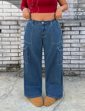 Jeans Shein Curve+, albastru