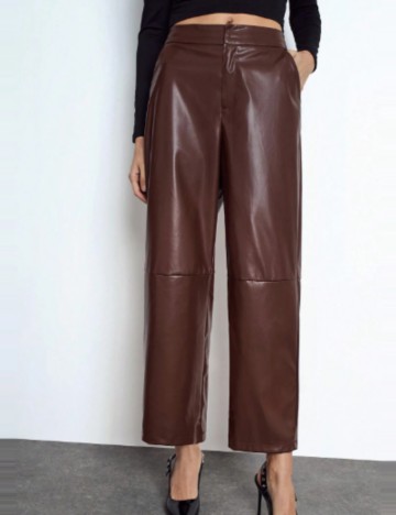 Pantaloni imitație din piele Shein, maro