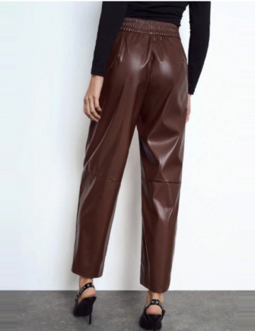 Pantaloni imitație din piele Shein, maro