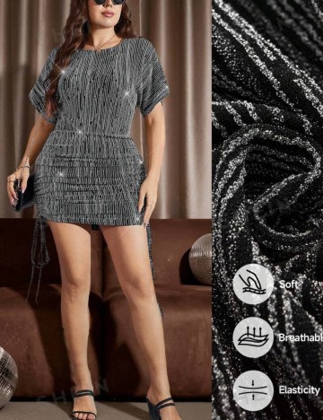 Rochie mini Shein Curve+, argintiu