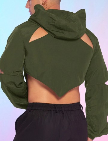Hanorac Cu Fermoar Shein, verde