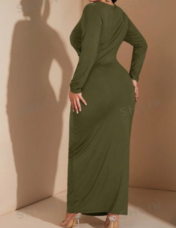 Rochie maxi Shein Curve+, kaki