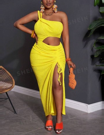 Rochie maxi Shein Curve+, galben