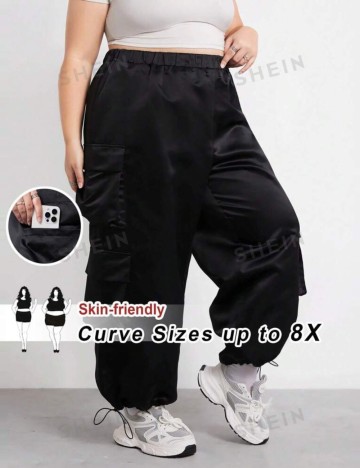 Pantaloni Shein Curve+, negru