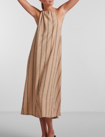 Rochie midi Pieces, maro