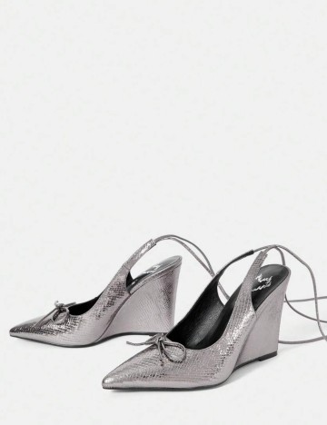 Pantofi cu toc CUCCOO by SHEIN, gri