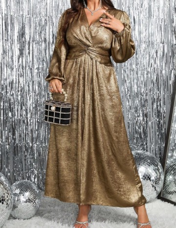 Rochie maxi Shein Curve+, bronz