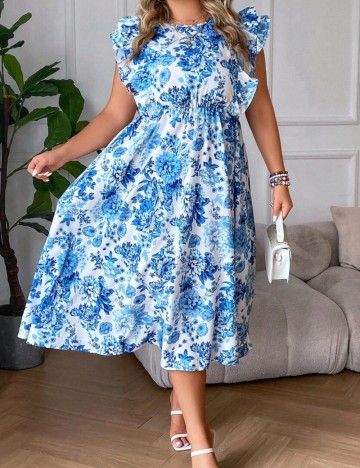Rochie midi Shein Curve+, mix culori