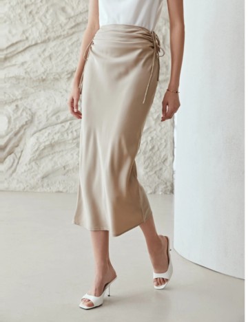 Fustă midi MOTF by Shein, bej