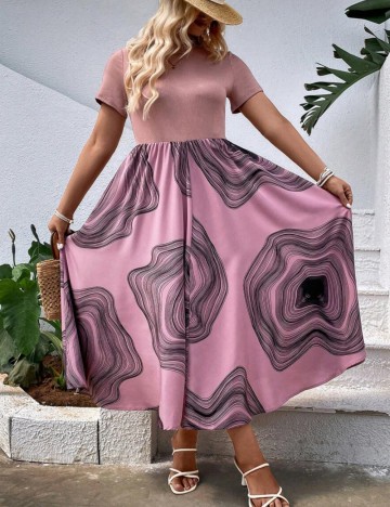 Rochie midi Shein Curve+, mix culori