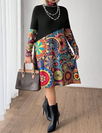 Rochie midi Shein, mix culori