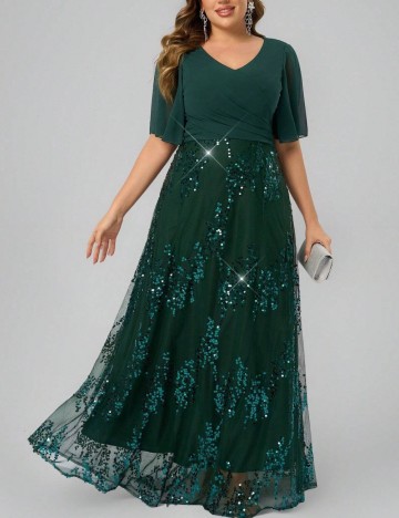 Rochie de ocazie Shein Curve+, verde