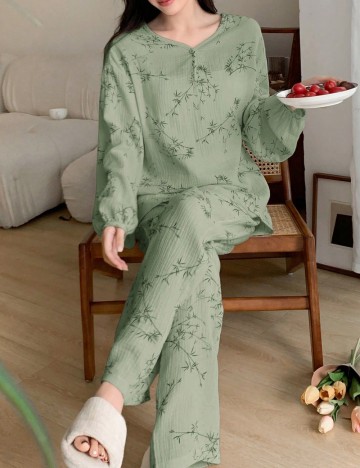 Compleu pijamale DAZY by Shein, verde